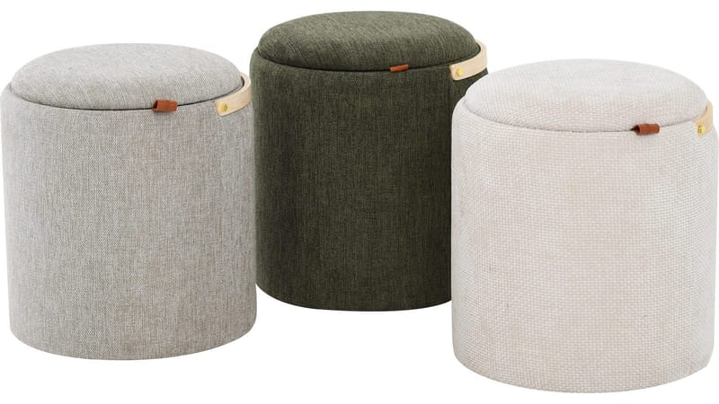 Serano puff med trehåndtak 40 cm rund - Beige - Møbler - Stoler & lenestoler - Krakk - Puff