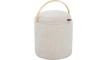 Serano puff med trehåndtak 40 cm rund - Beige - Møbler - Stoler & lenestoler - Krakk - Puff