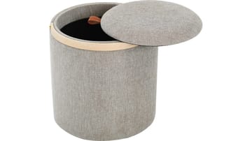 Serano puff med trehåndtak 40 cm rund - Grå - Møbler - Stoler & lenestoler - Krakk - Puff