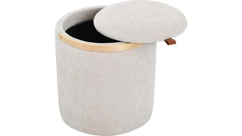 Serano puff med trehåndtak 40 cm rund - Beige - Møbler - Stoler & lenestoler - Krakk - Puff