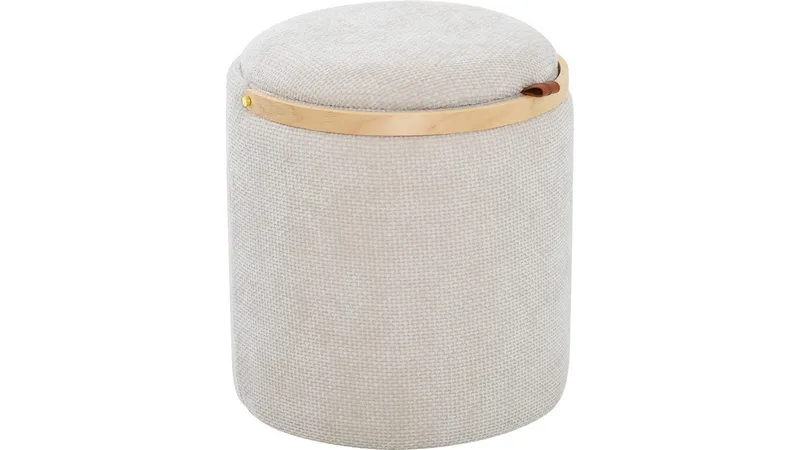 Serano puff med trehåndtak 40 cm rund - Beige - Møbler - Stoler & lenestoler - Krakk - Puff