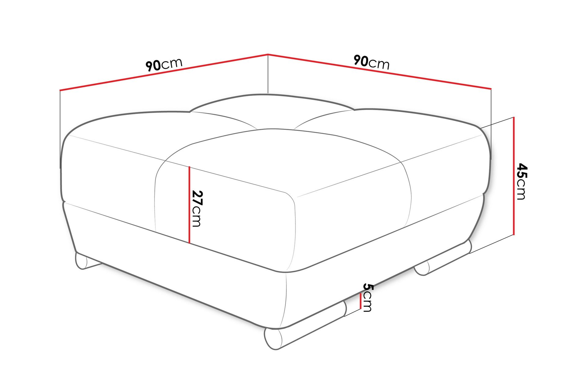 Simerly Fotskammel 90 cm - Oransje - Møbler - Stoler & lenestoler - Krakk - Fotskammel