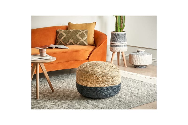 Sittepuff Duki Natur/beige/blå - Natur/beige/blå - Møbler - Stoler & lenestoler - Krakk - Puff
