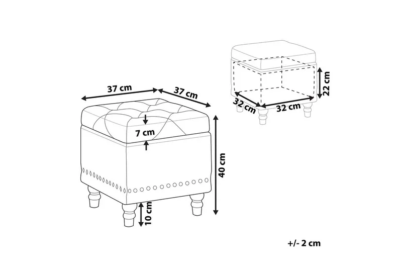 Sittepuff Loretto Blå - Blå - Møbler - Stoler & lenestoler - Krakk - Puff - Sittepuff med oppbevaring