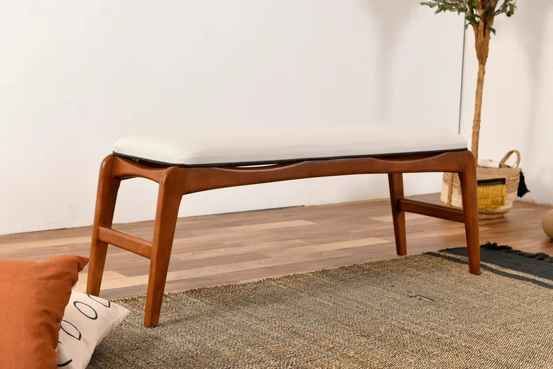 Touch Sittekrakk 120 cm - Valnøtt/Cream - Møbler - Stoler & lenestoler - Krakk - Fotskammel - Sovbar fotskammel