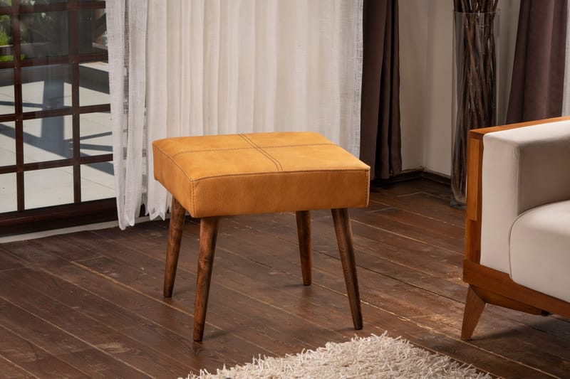 Urgnano Sittekrakk - Gul/Natur - Møbler - Stoler & lenestoler - Krakk