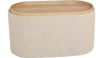 Velmira Puff 77 cm Oval - Beige - Møbler - Stoler & lenestoler - Krakk - Puff - Sittepuff med oppbevaring