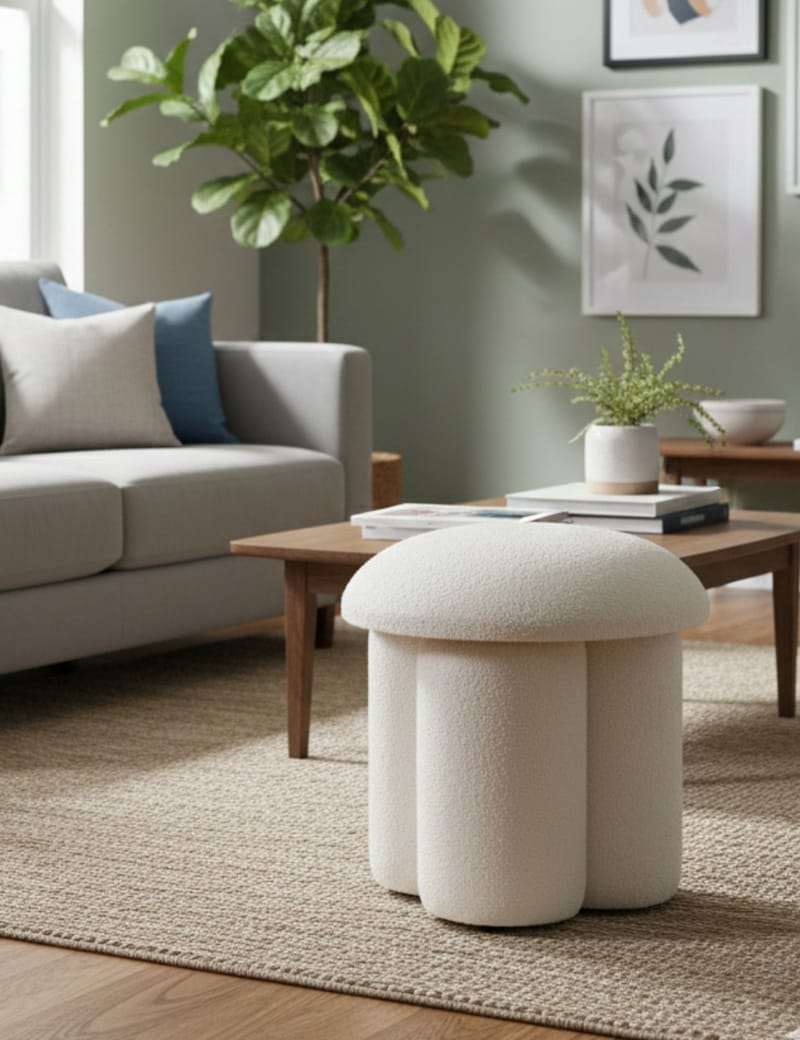 Vynor sittepuff 45 cm rund - Hvit - Møbler - Stoler & lenestoler - Krakk - Puff