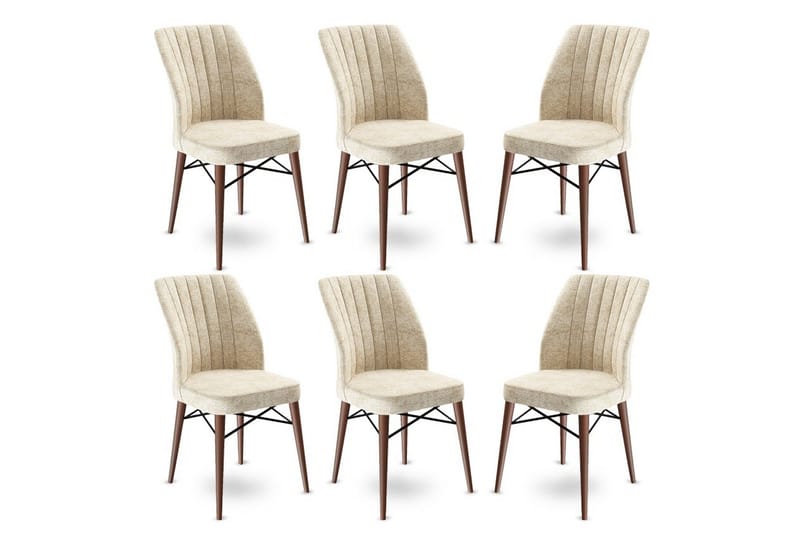 Landskrona Spisestol i Stoff med Treben, Beige
