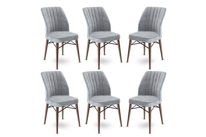 Landskrona Spisestol i Stoff med Treben, Grå