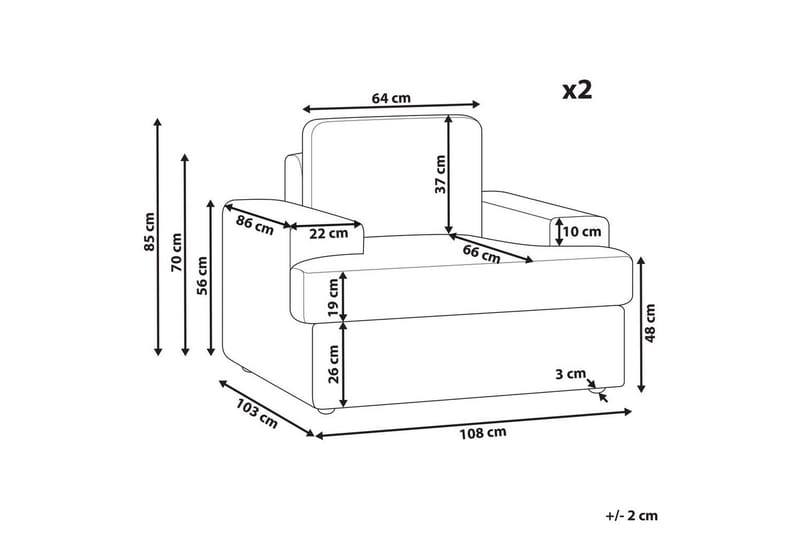 Lenestol Alla sett om 2 Grå - Grå - Møbler - Stoler & lenestoler - Lenestoler