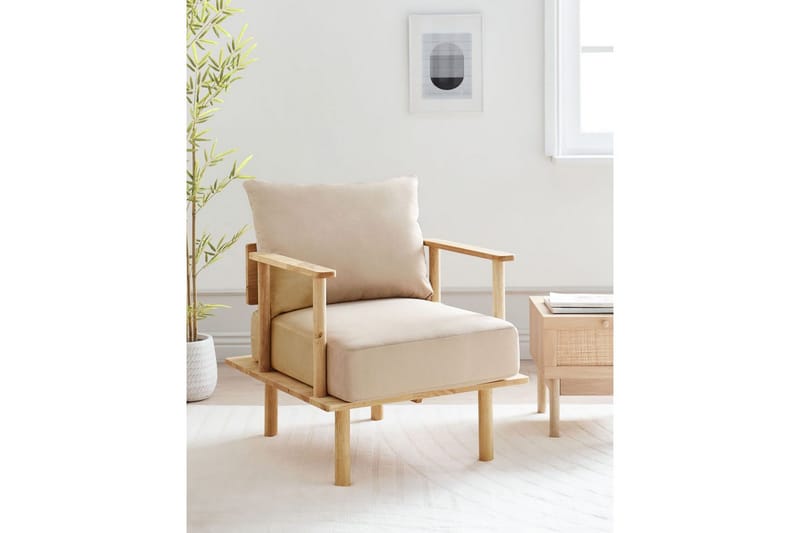 Lenestol Asker - Sandbeige, lyst tre - Møbler - Stoler & lenestoler - Lenestoler