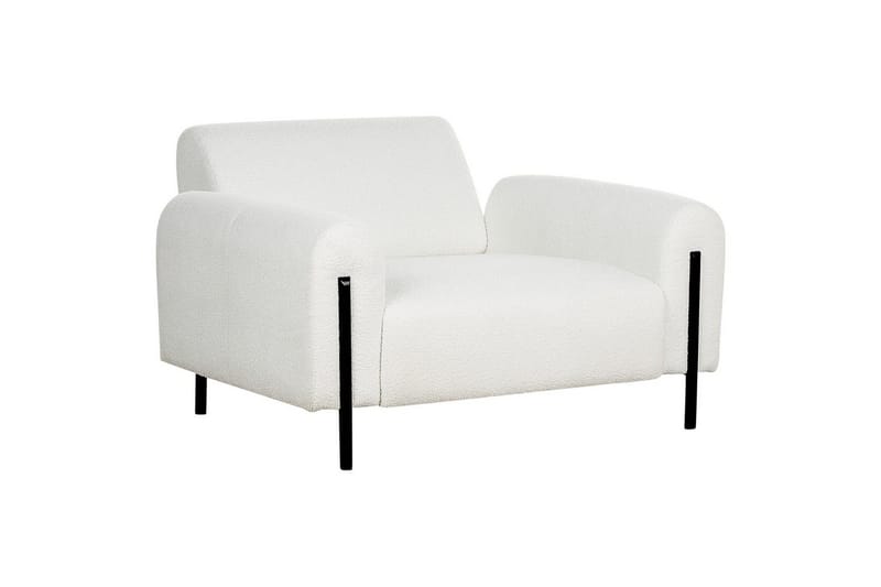 Lenestol Askim - Hvit, Svart/Bouclé - Møbler - Stoler & lenestoler - Lenestoler
