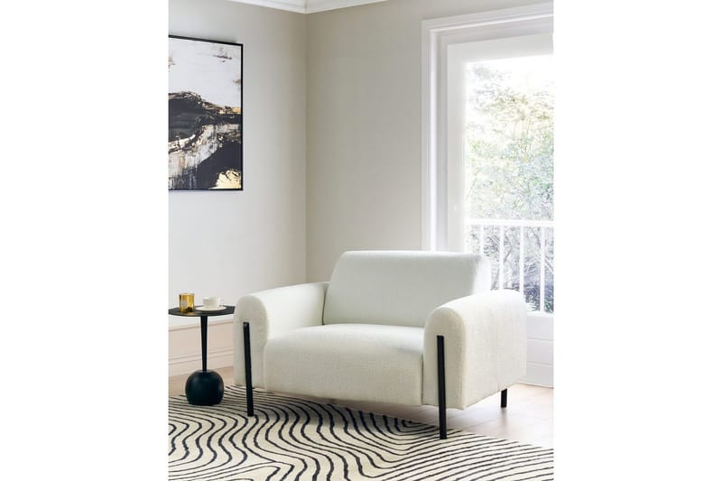 Lenestol Askim - Hvit, Svart/Bouclé - Møbler - Stoler & lenestoler - Lenestoler
