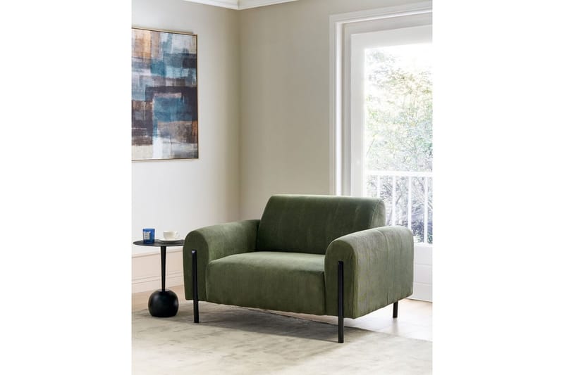 Lenestol Askim - Olivengrønn, Svart/Mansjetterstoff - Møbler - Stoler & lenestoler - Lenestoler