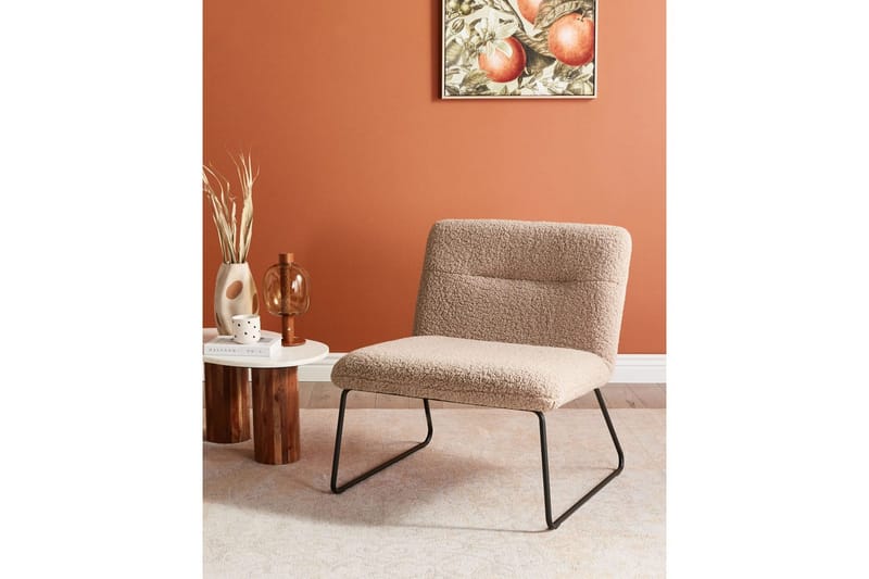 Lenestol Cotulla - Beige, svart/Bouclé - Møbler - Stoler & lenestoler - Lenestoler