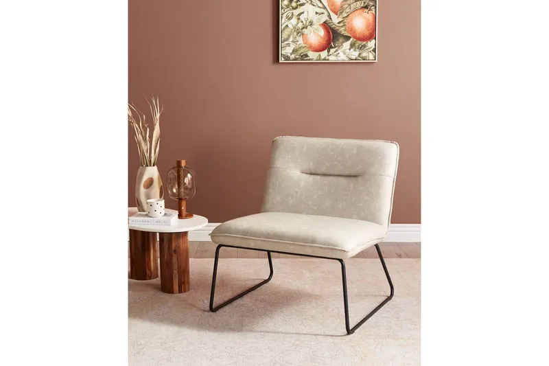 Lenestol Cotulla - Beige/Kunstlær - Møbler - Stoler & lenestoler - Lenestoler