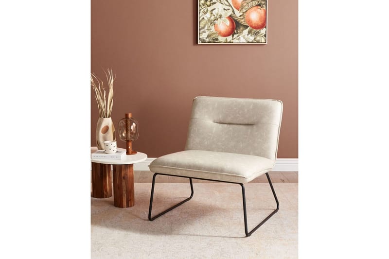 Lenestol Cotulla - Beige/Kunstlær - Møbler - Stoler & lenestoler - Lenestoler