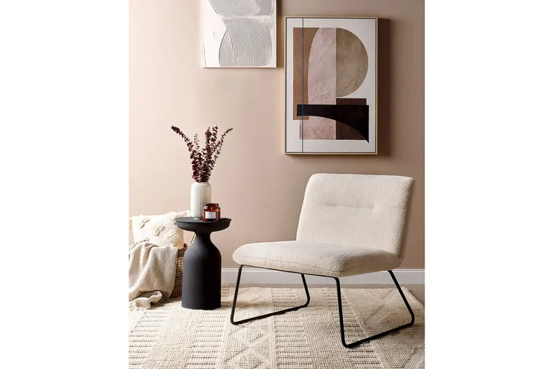 Lenestol Cotulla - Hvit, Svart/Bouclé - Møbler - Stoler & lenestoler - Lenestoler