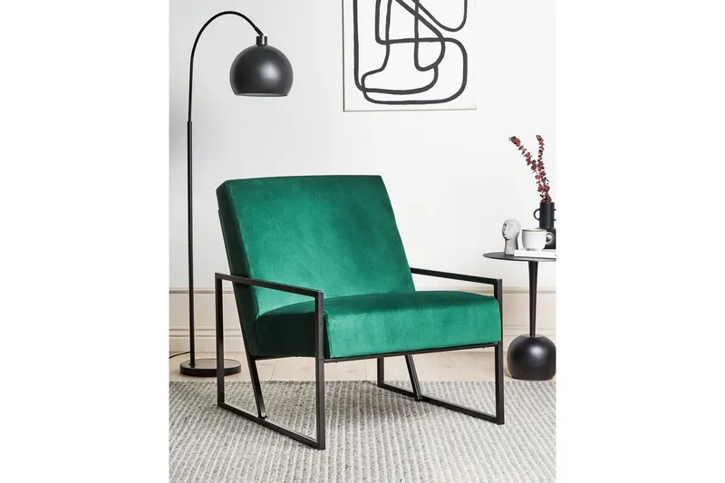 Lenestol Delary - Grønn, svart, Grønn, Svart - Møbler - Stoler & lenestoler - Lenestoler