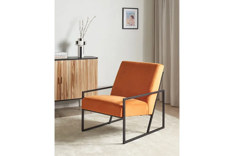 Lenestol Delary - Oransje, svart - Møbler - Stoler & lenestoler - Lenestoler