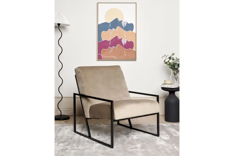 Lenestol Delary - Taupe, svart - Møbler - Stoler & lenestoler - Lenestoler