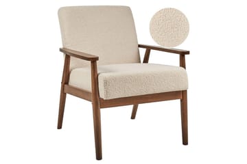Lenestol Esrum Beige/mørkt tre, Bouclé