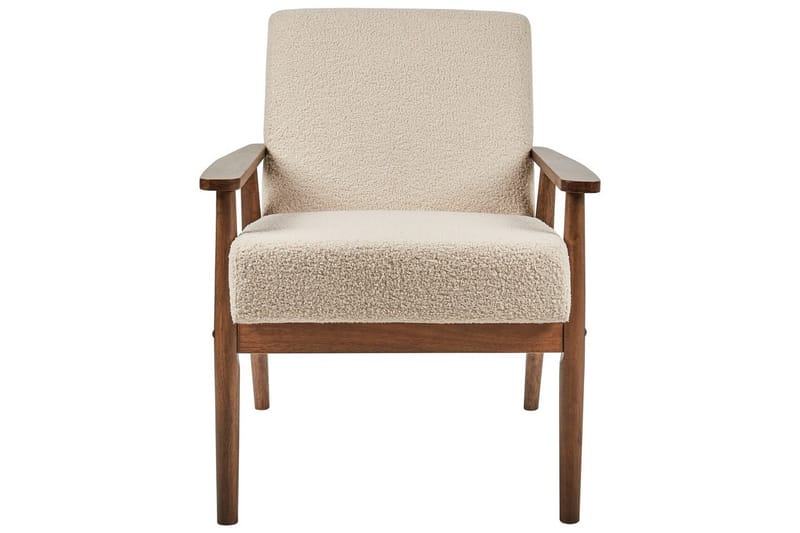 Lenestol Esrum Beige/mørkt tre, Bouclé - Beige/mørkt tre, Bouclé - Møbler - Stoler & lenestoler - Lenestoler