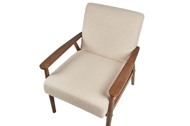 Lenestol Esrum Beige/mørkt tre, Bouclé - Beige/mørkt tre, Bouclé - Møbler - Stoler & lenestoler - Lenestoler