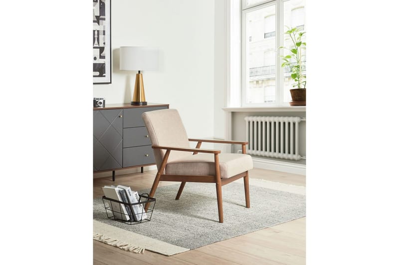 Lenestol Esrum Beige/mørkt tre, Polyester - Beige/mørkt tre, Polyester - Møbler - Stoler & lenestoler - Lenestoler