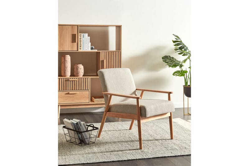 Lenestol Esrum Grå/lyst tre, Polyester - Grå/lyst tre, Polyester - Møbler - Stoler & lenestoler - Lenestoler