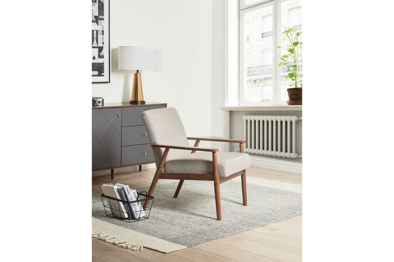 Lenestol Esrum Grå/mørkt tre, Polyester - Grå/mørkt tre, Polyester - Møbler - Stoler & lenestoler - Lenestoler