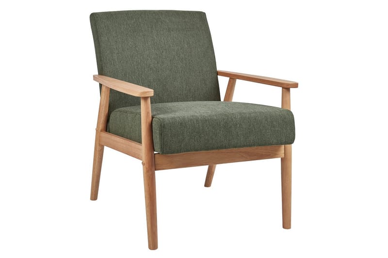 Lenestol Esrum Grønn/lyst tre, Polyester - Grønn/lyst tre, Polyester - Møbler - Stoler & lenestoler - Lenestoler