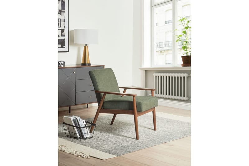 Lenestol Esrum Grønn/mørkt tre, Polyester - Grønn/mørkt tre, Polyester - Møbler - Stoler & lenestoler - Lenestoler