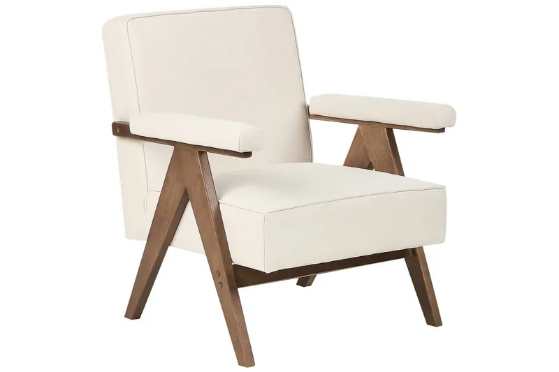 Lenestol Evje - Beige, mørkt tre - Møbler - Stoler & lenestoler - Lenestoler