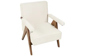 Lenestol Evje - Beige, mørkt tre - Møbler - Stoler & lenestoler - Lenestoler