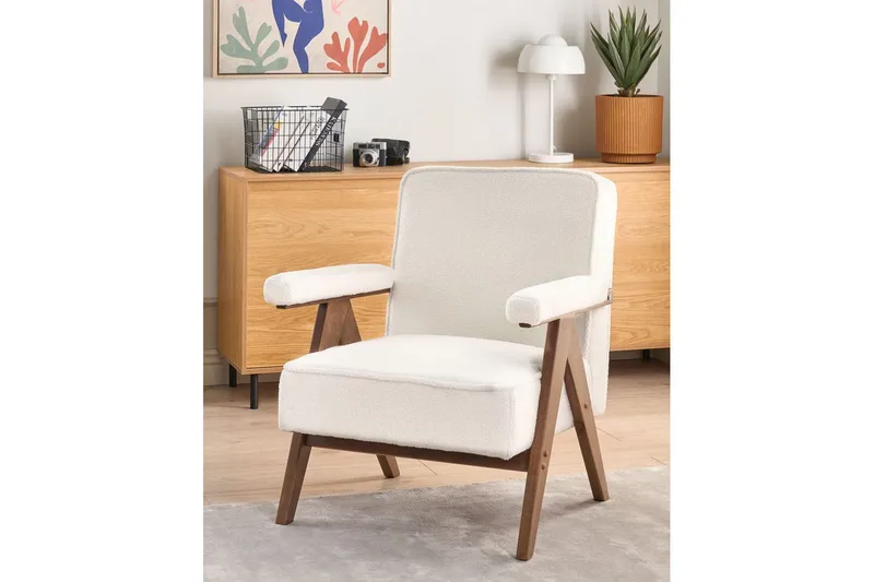 Lenestol Evje - Hvit, mørkt tre - Møbler - Stoler & lenestoler - Lenestoler