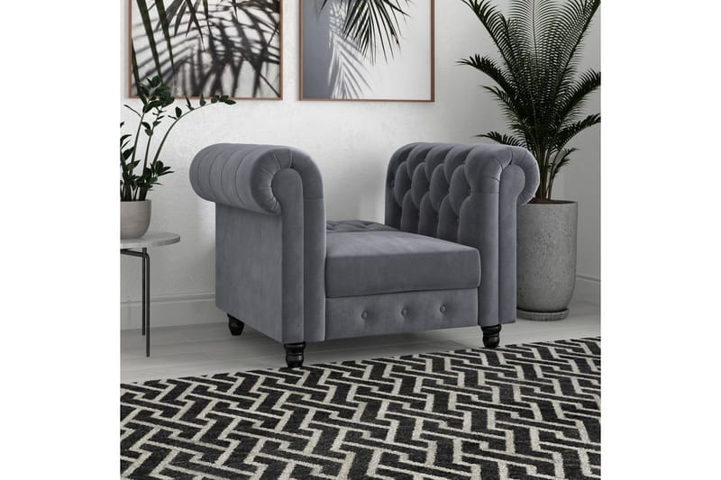 Lenestol Felix Antrasitt, Fløyel/Tre/Metall - Antrasitt, Fløyel/Tre/Metall - Møbler - Stoler & lenestoler - Lenestoler