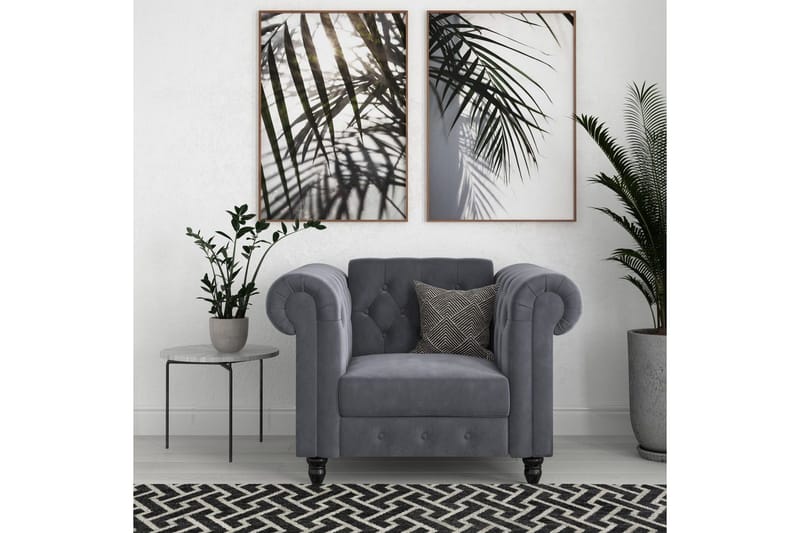 Lenestol Felix Antrasitt, Fløyel/Tre/Metall - Antrasitt, Fløyel/Tre/Metall - Møbler - Stoler & lenestoler - Lenestoler