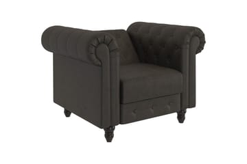 Lenestol Felix Antrasitt, Mikrofiber/Tre/Metall - Antrasitt, Mikrofiber/Tre/Metall - Møbler - Stoler & lenestoler - Lenestoler - Chesterfield lenestol