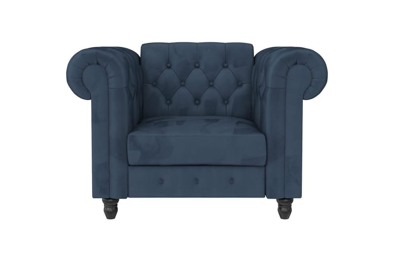 Lenestol Felix Blå, Fløyel/Tre/Metall - Blå, Fløyel/Tre/Metall - Møbler - Stoler & lenestoler - Lenestoler