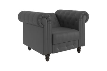 Lenestol Felix Grå, PU/tre/metall - Grå, PU/tre/metall - Møbler - Stoler & lenestoler - Lenestoler - Chesterfield lenestol