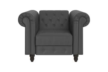 Lenestol Felix Grå, PU/tre/metall - Grå, PU/tre/metall - Møbler - Stoler & lenestoler - Lenestoler - Chesterfield lenestol