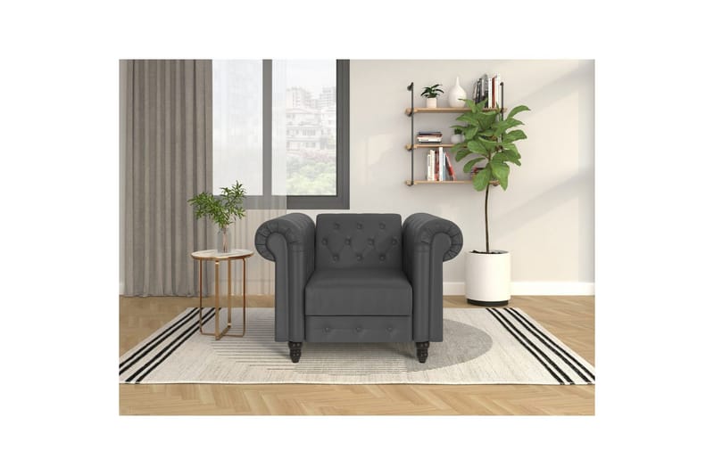 Lenestol Felix Grå, PU/tre/metall - Grå, PU/tre/metall - Møbler - Stoler & lenestoler - Lenestoler