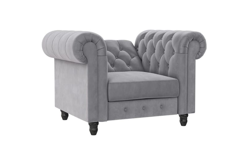 Lenestol Felix Lys grå, Fløyel/Tre/Metall - Lys grå, Fløyel/Tre/Metall - Møbler - Stoler & lenestoler - Lenestoler