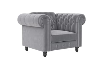 Lenestol Felix Lys grå, Fløyel/Tre/Metall