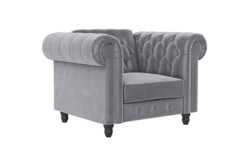 Lenestol Felix Lys grå, Fløyel/Tre/Metall - Lys grå, Fløyel/Tre/Metall - Møbler - Stoler & lenestoler - Lenestoler