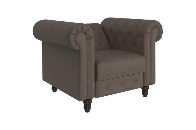 Lenestol Felix Mørk brun, Mikrofiber/Tre/Metall - Mørk brun, Mikrofiber/Tre/Metall - Møbler - Stoler & lenestoler - Lenestoler