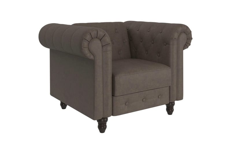 Lenestol Felix Mørk brun, Mikrofiber/Tre/Metall - Mørk brun, Mikrofiber/Tre/Metall - Møbler - Stoler & lenestoler - Lenestoler