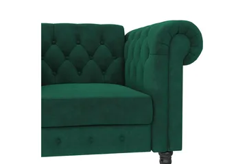 Lenestol Felix Mørk grønn, Fløyel/Tre/Metall - Mørk grønn, Fløyel/Tre/Metall - Møbler - Stoler & lenestoler - Lenestoler - Chesterfield lenestol